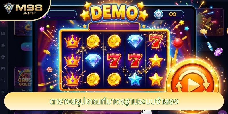 ตารางสรุปเกณฑ์มาตรฐานระบบจำลอง ตารางสรุปเกณฑ์มาตรฐานระบบจำลอง